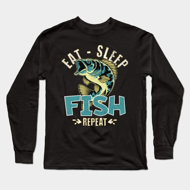 Eat Sleep Fish Repeat Long Sleeve T-Shirt by BankaiChu